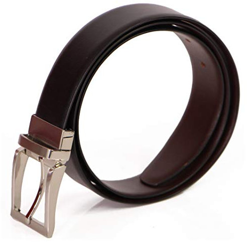 ALMADIH Ledergürtel mit Metall-Schnalle robustes Rindsleder Herren-Gürtel Business-Gürtel Jeansgürtel kürzbar echt Voll-Leder (G2-SB Wendegürtel Schwarz Braun, Bundweite 125cm = Gesamtlänge 155cm)