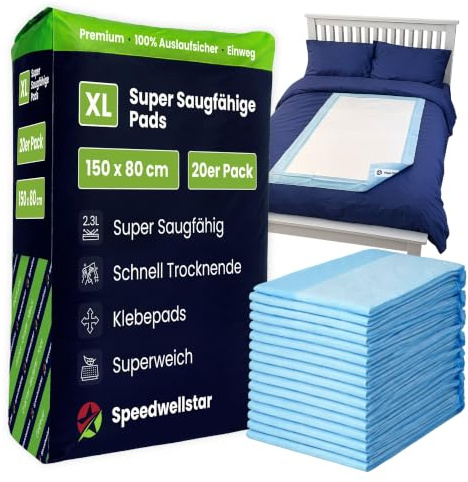 Almohadillas para Cama de Incontinencia Desechables Extra Grandes 150 x 80 cm | Pack de 120 | Súper Absorbentes 2300 ml | Protector Impermeable y a Prueba de Fugas para Cama Individual o Doble
