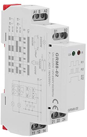 Impulsrelä GRM8-02 elektronisk impulsrelä spärrrelä minnesrelä AC/DC 12-240V
