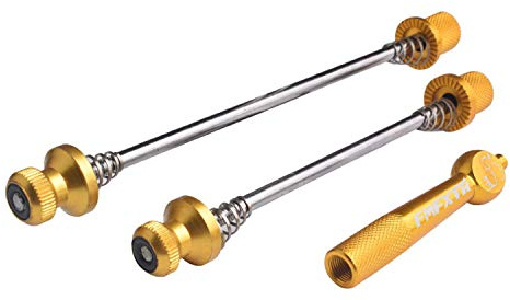 PLATT Fahrrad Schnellspanner,Vorder und Hinterrad Schnellspannset,Schnellspannachsen für Rennrad/Mountainbike,(Gold /1Paar)