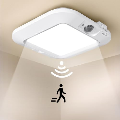 ANOTEK Battery Operated Ceiling Light, Motion Sensor Light Indoor, Motion Activated for Bathroom Stair Hallway Shed Laundry Daylight Auto On/Off