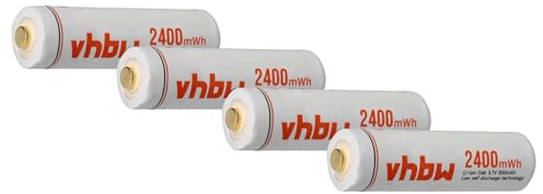 vhbw Piles Rechargeables AA Mignon (AA) | 4 pcs pour divers appareils (650mAh, 3,7V, Li-ion)