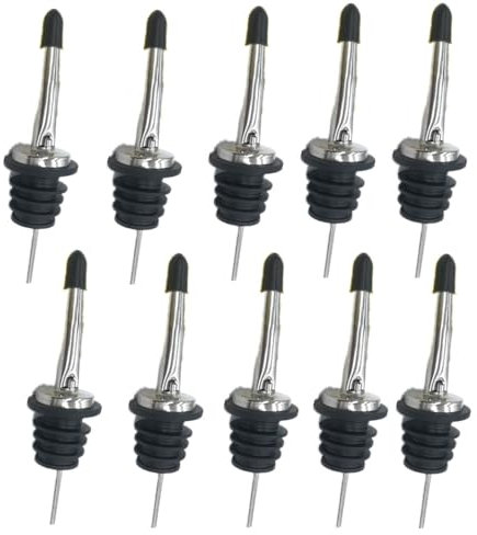 Loopunk Versatore per Bottiglie,10Pezzi Tappi in Acciaio Inox Beccuccio Conico Liquore Bottiglia Versatore Tappo Versatore Salvagoccia con Cappucci, Vino, Olio, Cocktail, Succo,ECC