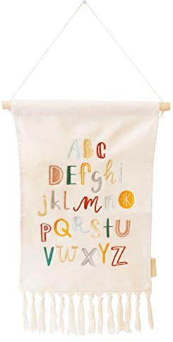 Papierdrachen Wanddeko für Jungen und Mädchen - Dekoration aus Stoff für das Kinderzimmer - Boho Wandteppich - Wandbehang mit Alphabet - Set 1
