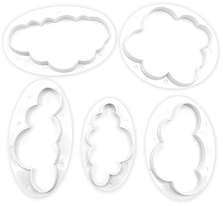Jagowa 5PCS Cloud Cookie Cutter Set - Cake Decoration Baking Accessory with Fondant Embossing Tool for DIY Handmade Craft
