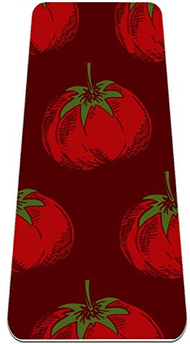 REJOON Gemüse, Obst, Tomate, rotes Muster, Yogamatte, Dicke, rutschfeste Yogamatten for Frauen und Mädchen, Trainingsmatte, weiche Pilates-Matten