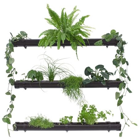 Jardinion Grüne Pflanzenwand, Vertikaler Garten 3 x 1m Dunkelbraun, Platzsparende Gartengestaltung, Pflanzenregal für Innen und Außen