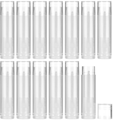 Beavorty 50 StüCk Leere Lippenbalsam HüLsen, DIY Lippenpflegestift BehäLter Mit Kappen, Wiederverwendbare Kunststoff RöHren FüR Selbstgemachten Lippenbalsam Und Lippenpflege