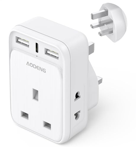 Shaver Adapter Plug UK with 2 USB and 1 USB C, Electric Toothbrush Adapter Plug UK, Multi USB Plug Adapter Extensions with 2 Shaver Adapter for Home Bathroom Electric Toothbrush