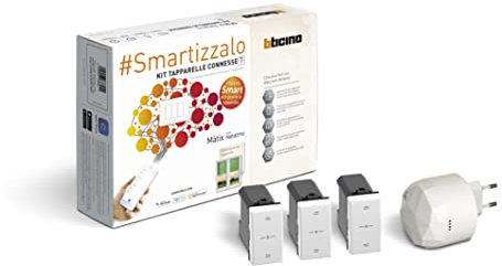 BTicino Kit Tapparelle Connesse Matix Smart SAM3602KIT,con 1 gateway plug-in S36GWDC e 3 comandi tapparella connessi AM4027C, per alzarle e abbassarle con lo smartphone o con Alexa, Siri e Google Home