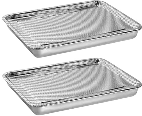Seed Sprouter Tray, Seed Sprouter Tray Stainless Steel Seed Germination Tray Kit Rectangle Wheatgrass Bean Sprouts Grow Tray For Garden Supply 26x20x5 Cm 2PCS