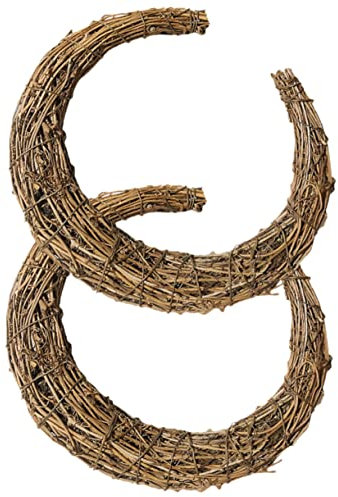 FELTECHELECTR 2pcs Natural Rattan Garland Diy Wreath Ring for Outdoor Decorations Hanging Vine Decor Rattan Wreath Frame