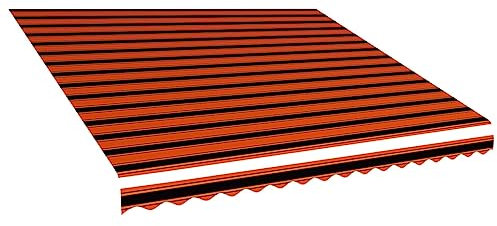 KOIECETA Markisenbespannung Wasserabweisend Markisestoff Markisentuch Ersatzstoff mit Volant Markisevolant für Markise (400 x 300 cm, Orange und Braun)