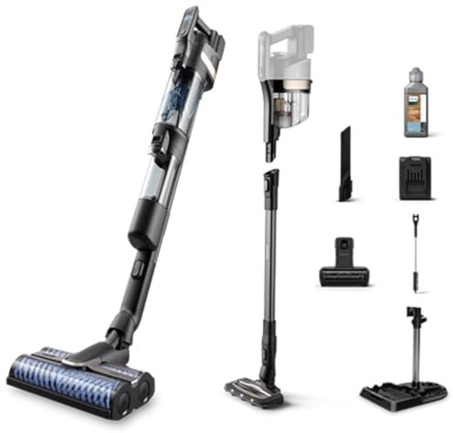 Philips Kabelloser Nass-Trockensauger AquaTrio 9000 Series, 3in1 Staubsaugen und Nasswischen, automatische Selbstreinigung, bis zu 45 Minuten Laufzeit und 185 m², 3 Reinigungsmodi, Schwarz (XW9384/01)