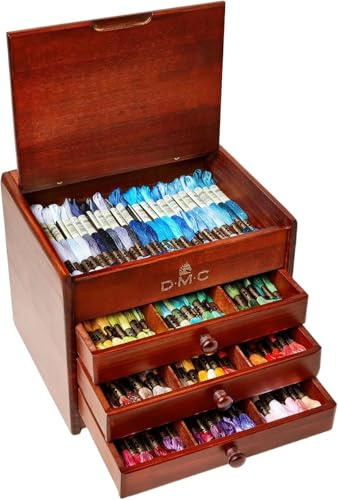 DMC Aufbewahrungsbox aus Holz, inkl. 120 Fäden