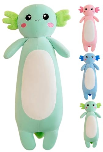 Kekeso Langes Axolotl Salamander-Plüschkissen, weiches Axolotl-Plüschtier für Jungen und Mädchen, Geschenke zu Weihnachten(Grün, 65cm)