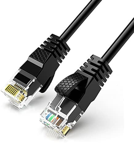 Reulin Ultra-Thin Ethernet Cable 2.5M, High-Speed Internet Lan Wire Cat6 Ethernet Cable 1GHz Gigabit RJ45 Network Lead Patch Cord (Black, 2.5 Metres)