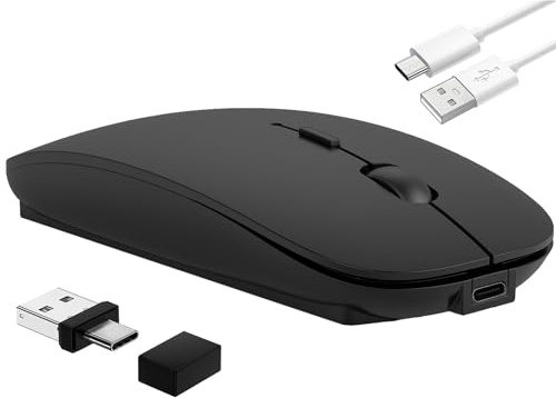 LEAPEST Trådlös mus för bärbar dator, Bluetooth-mus med tre lägen (Bluetooth 5,2 + 2,4 GHz USB-mottagare) - Kompatibel med TypeC och USB-portenheter/MacBook Pro/Air/Mac/iPad/Chromebook/dator
