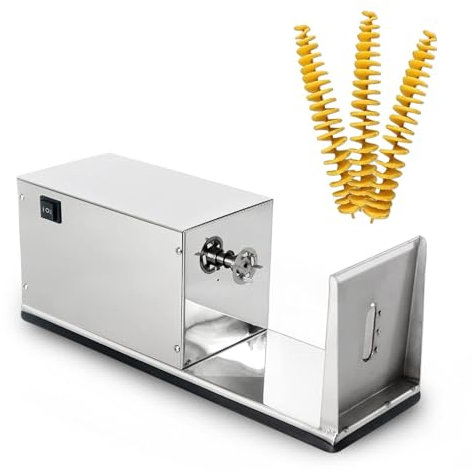 Taglierina a spirale for patatine fritte, taglierina a spirale elettrica for patatine tornado a torre, tutto il corpo è realizzato in acciaio inossidabile, interruttore di controllo a tre velocità