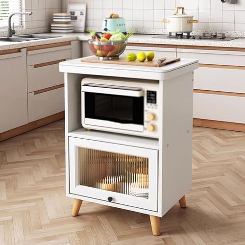 Meuble Cuisine Rangement Bas Armoire de Rangement Cuisine Colonne, Étagère de Rangement À 3 Niveaux, Meuble Cuisine Rangement pour Four À Micro-Ondes(White,50cm)