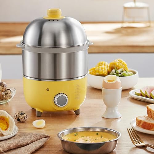 Electric Egg Boiler, Stainless Steel Egg Cooker, 30min Timing/High Temperature Trip Protection, 14 Eggs/2.5L Steamer Capacity for Home Breakfast Use