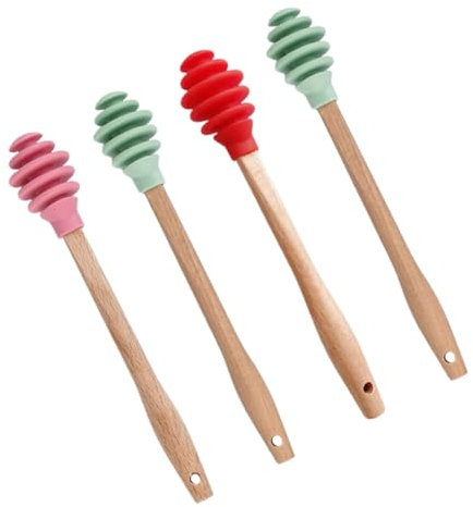 ABOOFAN 4piezas Cucharón para Miel Exprimidor De Cítricos Cucharas De Silicona Varilla De Panal para Frascos Removedores De De Miel