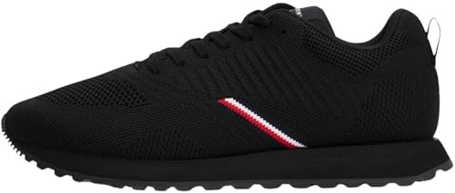 Tommy Hilfiger Uomo Sneakers Running New Eva Knit Profilo Basso, Nero (Black), 44