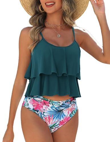 AI'MAGE Damen Bikini Set High Waist Bikini Bademode Elegant Zweiteiliger Badeanzug Swimsuit blau XXL