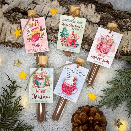 Heiße Schokolade Geschenkset, 5 Stück, Verschiedene Sorten mit Motiven