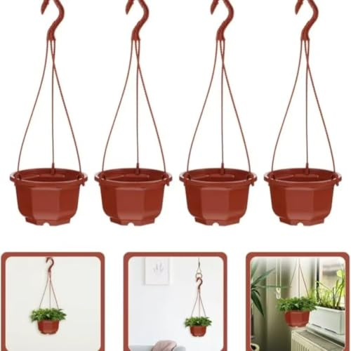 4Pcs Plastic Hanging Plant Pots, 10cm Reusable Plant Seeding Plastic Plant Flower Container Seed Starting Pots for Outdoor Indoor Garden Decor