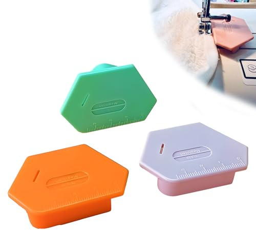Mulomir 3 Stück Magnetische Nahtführungen für Nähmaschinen, Multifunktionale Polygonale Saumführungen mit Skala, Nähzubehör