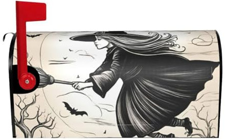 Copertina magnetica per cassetta postale alla moda con stampa strega di Halloween per cassette postali