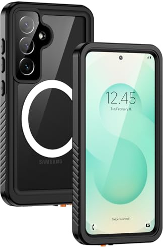 Lanhiem für Samsung Galaxy S25 Hülle IP68 Wasserdicht Magnetisch | Handyhülle Galaxy S25, 360 Grad Stoßfest Ganzkörper Schutzhülle, Staubdicht Outdoor, mit Displayschutz, Schwarz