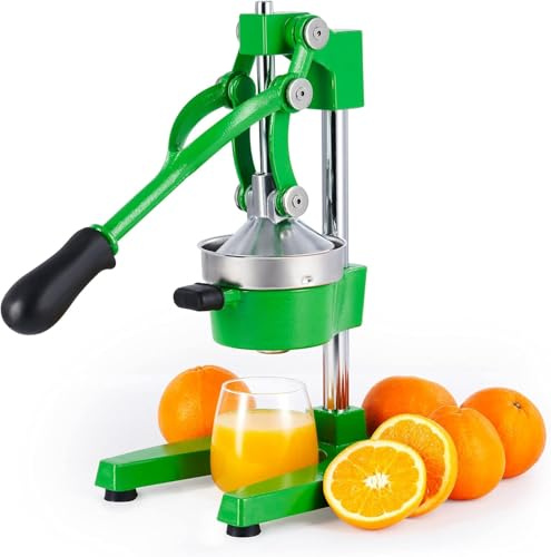 Commercial Grade Citrus Juicer Hand Press Manual Fruit Juicer Orange Juice Squeezer for Lemon Lime Pomegranate Cast Iron Stainless Steel (Green)