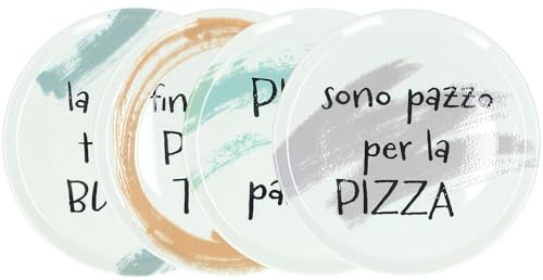 Andrea Fontebasso Set 4 Piatti Pizza Ø33 cm in porcellana - Linea Cinzia (Frasi)
