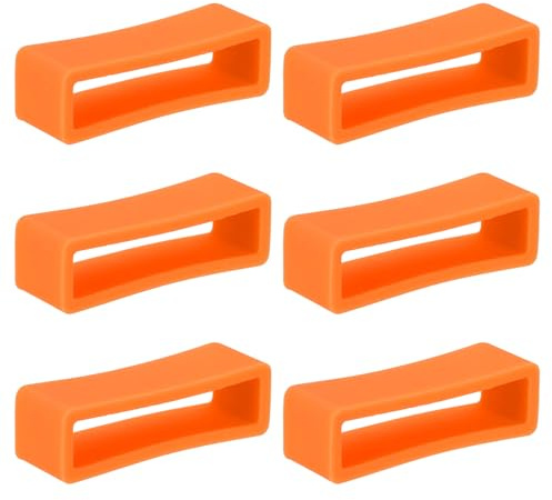 PATIKIL 6 st klockarmband hållare ögla, 26 mm silikon ersättningsringar klockarmband remhållare, orange