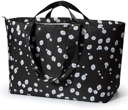 KALIDI Faltbare Shopper Reisetasche Strandtasche XXL,60L Extra große Carrybag Holdall Weekender Gym Tasche mit Reißverschluss Leichtgewicht für Frauen Reisen,Strand,Camping