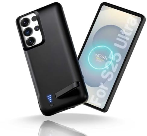 Giabuao Akkuhülle für Samsung S25 Ultra (6,8 Zoll), 8500 mAh Tragbares Ladegerät Ultradünn Erweiterter Akku Hülle Telefonladegerät und Schutzhülle mit Ladefunktion für Samsung S25 Ultra - Schwarz