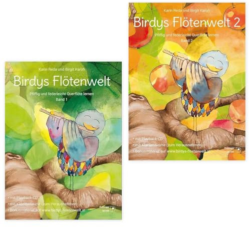 Birdys Flötenwelt | Band 1 + Band 2 | Pfiffig und federleicht Querflöte lernen | Karin Reda / Birgit Karoh | DO35040 + DO35041 | ISBN 9783902667625 + 9783902667663 | Soundman Piano-Bleistift
