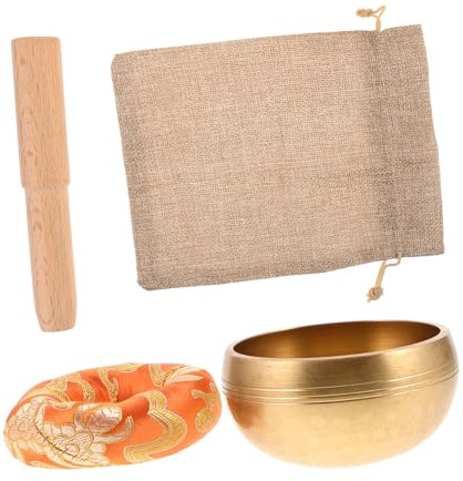 TOGEVAL Cuenco Tibetano de Cobre Hecho Mano con Cojín y Bolsa para Meditación Yoga y Relajación Diaria Resonancia Profunda para Mindfulness y Mejora del Sueño