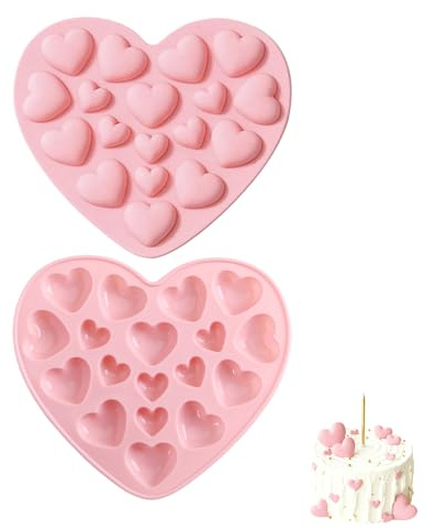 2 Pcs Pink Sweet Heart Shaped Ice Cube Trays Novelty Chocolate Mold,Jelly Moulds, Silicone Ice Cube Molds, Reusable Soft Silicone Ice Cube Tray for Whiskey Cocktail Chocolate Valentine's Day