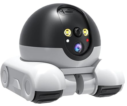 Blinky Bot-kamera, HD 1080P video AI-driven, fjärrkamerakontroll, smart appskärm, 360° panorering och lutning, för övervakning av barn, husdjur eller rum, mörkerseende funktion