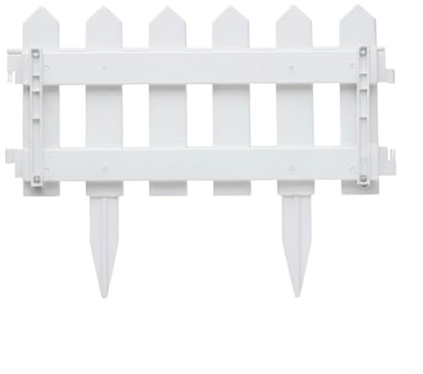EXTRWORY Lot de 5 panneaux de bordure de clôture blancs pour bordure de jardin et bordure de pelouse, clôture décorative extérieure élégante avec pieds pointus (012)