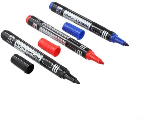 NEIQIUWING Permanent markörer set om 3 vattentäta foliepennor 2,8 mm spets för glas metall trä plast kontor skola (blandade färger)