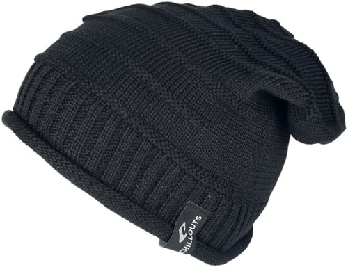 Chillouts Erik Oversize Mössa Damer/Herrar - pull on hatt stickade mössor Sommar-Vinter Vår Sommar Höst Vinter - One Size svart