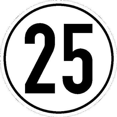 Lemax-Schild, Aluminium, Höchstgeschwindigkeit 25 km/h, Etikett 200 mm.