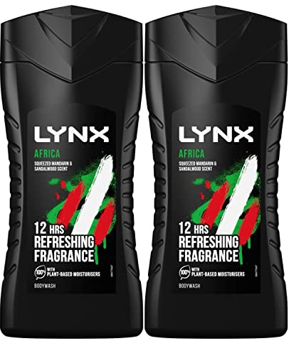 2x Lynx 12hr Refreshing Africa Squeezed Mandarin & Sandalwood Bodywash, 225ml