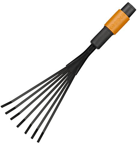 Fiskars Kleinfächerbesen, Werkzeugkopf, Mit 7 Zinken, Breite: 12 cm, Stahl-Zinken, Schwarz/Orange, QuikFit, 1001412