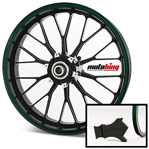 Motoking Felgenrandaufkleber mit Montagetool für Ihr Motorrad in GRÜN REFLEKTIEREND / 6 mm/für 10 bis 25