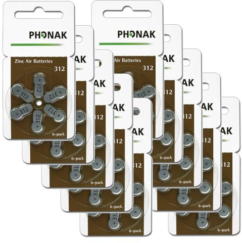 Phonak 312 Mercury Free Hearing Aid Battery x60 Cells (10 packets) by KEEPHEARING LTD